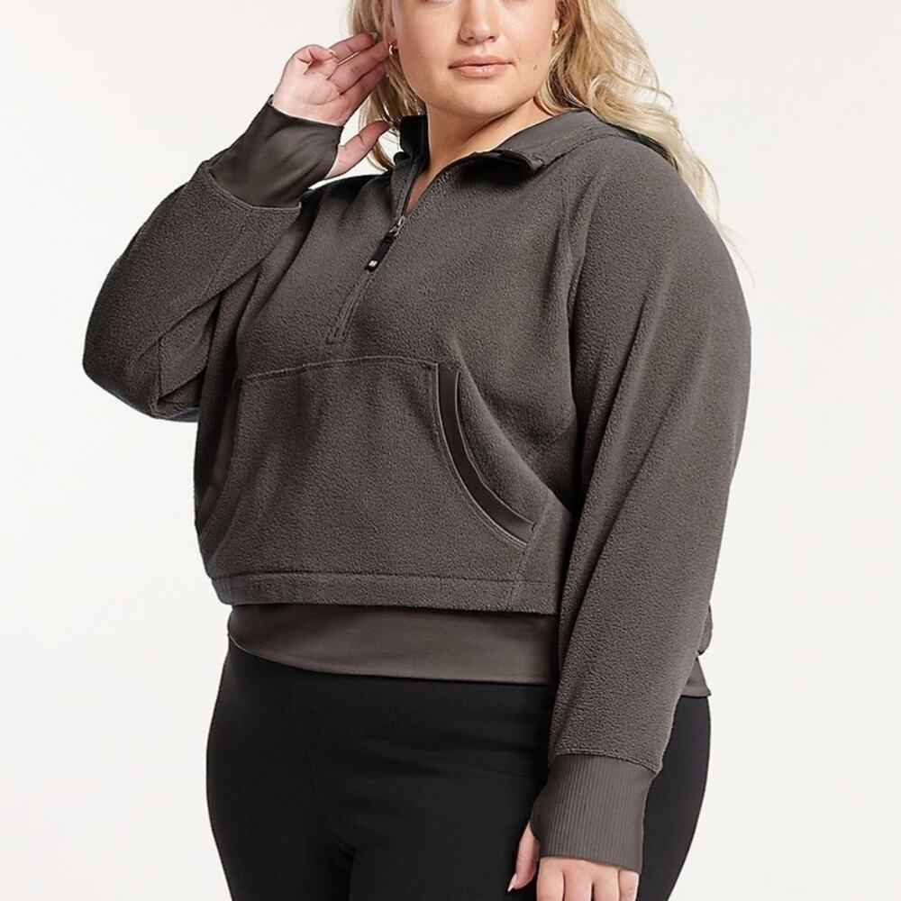 MSRP $60 NWT FLX Ascent 1X Half Zip Grey Fleece Hoodie